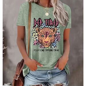 Graphic T-Shirt Soft Rayon Blend Short Sleeve Crew Neck Casual Top XL POUR SOME